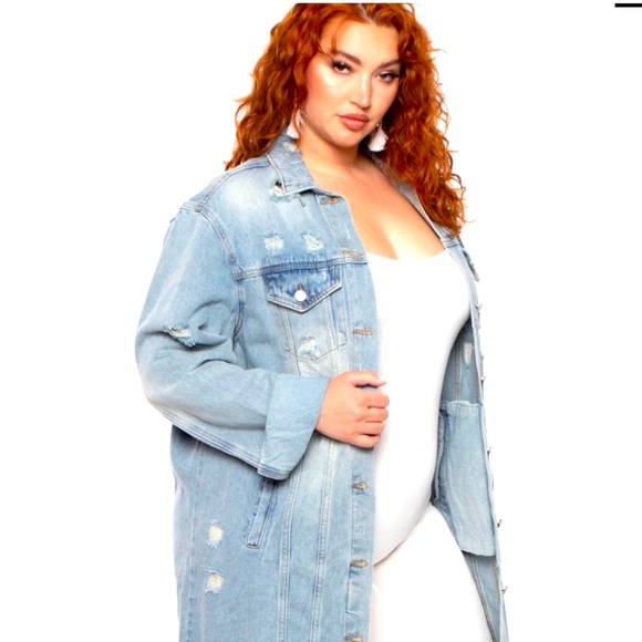 NWOT Destroyed Long Denim Duster Jacket 🌷🌷 - Picture 3 of 3